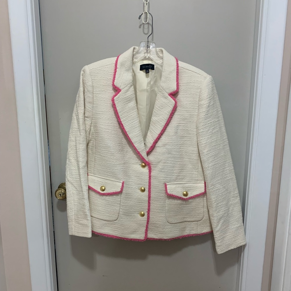 Talbots Cream Blazer with Pink Trim